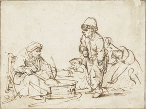Die Pfannkuchenfrau, um 1635 von Rembrandt van Rijn