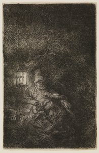 Die Rast auf der Flucht (ein Nachtstück) von Rembrandt van Rijn