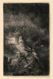 Die Rast auf der Flucht nach Ägypten: Ein Nachtstück von Rembrandt van Rijn