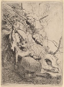 Die kleine Löwenjagd (mit einem Löwen) von Rembrandt van Rijn