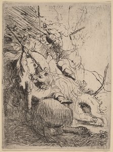 Die kleine Löwenjagd (mit einem Löwen) von Rembrandt van Rijn