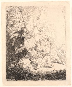 Die kleine Löwenjagd (mit zwei Löwen)
