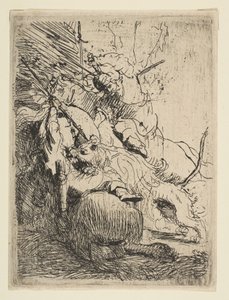 Die kleine Löwenjagd mit einem Löwen, ca. 1629 von Rembrandt van Rijn