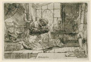 Die Jungfrau und das Kind mit der Katze und der Schlange von Rembrandt van Rijn