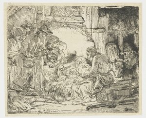 Die Anbetung der Hirten: mit der Lampe von Rembrandt van Rijn