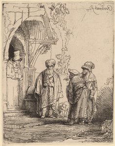 Drei orientalische Figuren (Jakob und Laban?) von Rembrandt van Rijn