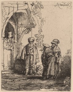 Drei orientalische Figuren (Jakob und Laban?)