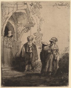 Drei orientalische Figuren (Jakob und Laban?)