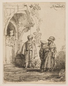 Drei orientalische Figuren (Jakob und Laban?)