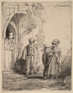 Drei orientalische Figuren (Jakob und Laban?) von Rembrandt van Rijn