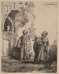 Drei orientalische Figuren (Jakob und Laban?) von Rembrandt van Rijn