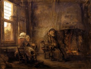 Tobit und Anna warten auf die Rückkehr ihres Sohnes, 1659 von Rembrandt van Rijn
