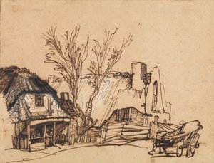 Zwei Hütten von Rembrandt van Rijn