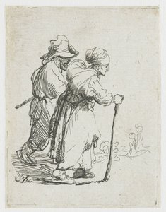 Zwei Landstreicher, ein Mann und eine Frau von Rembrandt van Rijn