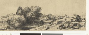 Ansicht des Diemerdijk mit einem Milchmann und Hütten von Rembrandt van Rijn