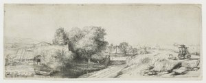 Ansicht des Diemerdijk mit einem Milchmann und Hütten von Rembrandt van Rijn