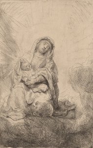 Jungfrau und Kind in den Wolken, 1641 von Rembrandt van Rijn