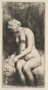 Frau badet ihre Füße an einem Bach, 1658 von Rembrandt van Rijn
