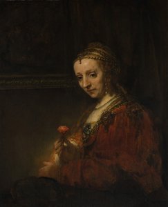 Frau mit einer Nelke, frühe 1660er Jahre von Rembrandt van Rijn