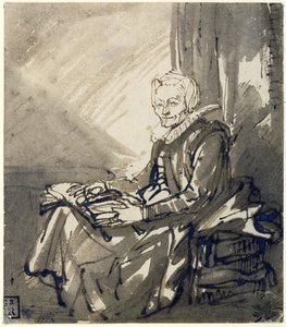 Frau mit offenem Buch auf ihrem Schoß, ca. 1639