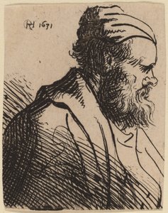 Stupsnasiger Mann mit Mütze von Rembrandt van Rijn and Studio of Rembrandt