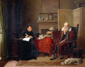 Galileo Galilei diktiert seine Beobachtungen seinem Sekretär in Arcetri
