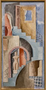 Statue und Treppe von Renato Paresce