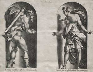 Cephalus und Procris in zwei Nischen, 1538-1540 von Rene Boyvin
