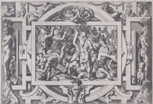 Jason wirft einen Stein auf die Riesen, 1563 von Rene Boyvin