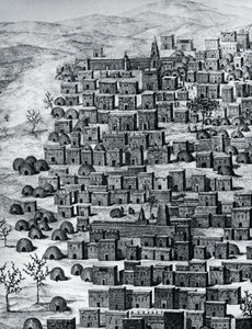 Ansicht der Stadt Timbuktu, Mali, Stich aus 