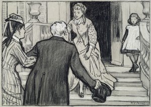 Der Besuch, Illustration aus La Jeune Fille Bien Élevée von René Boylesve von René François Xavier Prinet