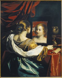 Eitelkeit oder junge Frau bei ihrer Toilette, ca. 1626 von Renieri
