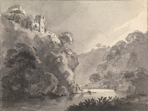 Landschaft mit Burg auf einem Hügel links von Rev. William Gilpin