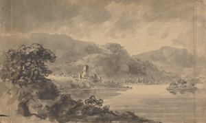 Landschaft mit Fluss, Schloss und Bergen von Rev. William Gilpin