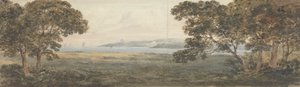 Bewaldete Landschaft mit Blick auf ein Ästuar