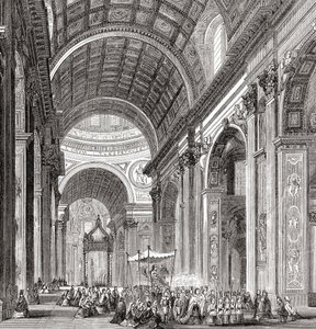Eine Prozession in der Basilika St. Peter, Vatikanstadt, Rom, Italien im späten 19. Jahrhundert. Aus Italienische Bilder von Rev. Samuel Manning, veröffentlicht ca. 1890. von Reverend Samuel Manning