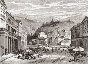 Eine Straße in Turin, Italien im späten 19. Jahrhundert. Aus Italienische Bilder von Rev. Samuel Manning, veröffentlicht um 1890.