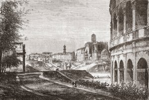 Zugang zum Forum vom Cellian Hill, Rom, Italien im späten 19. Jahrhundert. Aus Italienische Bilder von Rev. Samuel Manning, veröffentlicht ca. 1890. von Reverend Samuel Manning