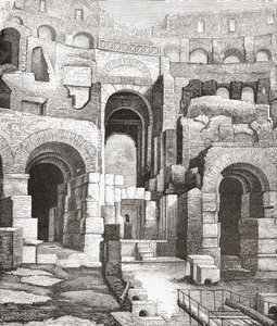 Innenraum des Kolosseums, Rom, Italien seit den Ausgrabungen von 1874. Aus Italienische Bilder von Rev. Samuel Manning, veröffentlicht um 1890. von Reverend Samuel Manning