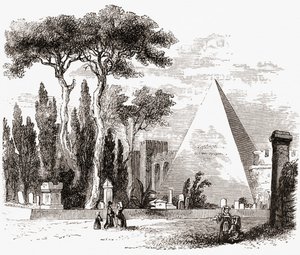 Der protestantische Friedhof und die Pyramide des Cestius, Rom, Italien im späten 19. Jahrhundert. Aus Italienischen Bildern von Rev. Samuel Manning, veröffentlicht ca. 1890