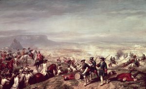 Schlacht von Almansa zwischen den Truppen von Philipp V. und denen des Erzherzogs Karl von Österreich, 1707 von Ricardo Balaca y Canseco