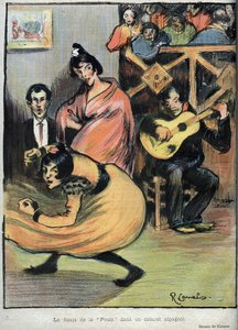 Der Tanz der Henne in einem spanischen Kabarett - Zeichnung von R. Canals in „Le Rire“ von 1898. von Ricardo Canals y Llambi