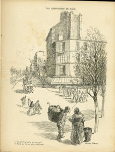 Illustration von Ricardo Flores (1878-1918) in Le Rire, 05/12/08 - Die Lumpensammler von Paris - Berufe, Architektur Urbanismus, Baum - Lumpensammler von Ricardo Flores