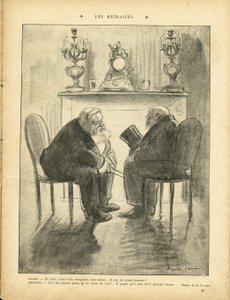 Illustration von Ricardo Flores (1878-1918) in Le Rire, 22/02/13 - Pensionen - Präsident der Republik - Fallieres Armand (1841-1931), Loubet Emile von Ricardo Flores