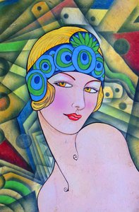 Art Deco Flapper-Porträt von Ricardo Maya