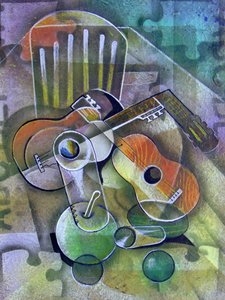 Kubistische Gitarren-Stillleben