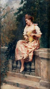 Mädchen mit Flöte von Ricardo de Madrazo y Garreta