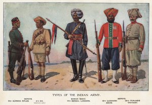 Soldaten der indischen Armee (farbige Lithografie) von Richard (after) Simkin