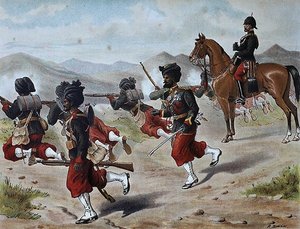 Das 20. Bombay Native Infantry Feldfeuer (Marschordnung), Anglo-Indische Armee der 1880er Jahre