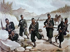 Die 3. Gurkhas im Gefecht, die anglo-indische Armee der 1880er Jahre